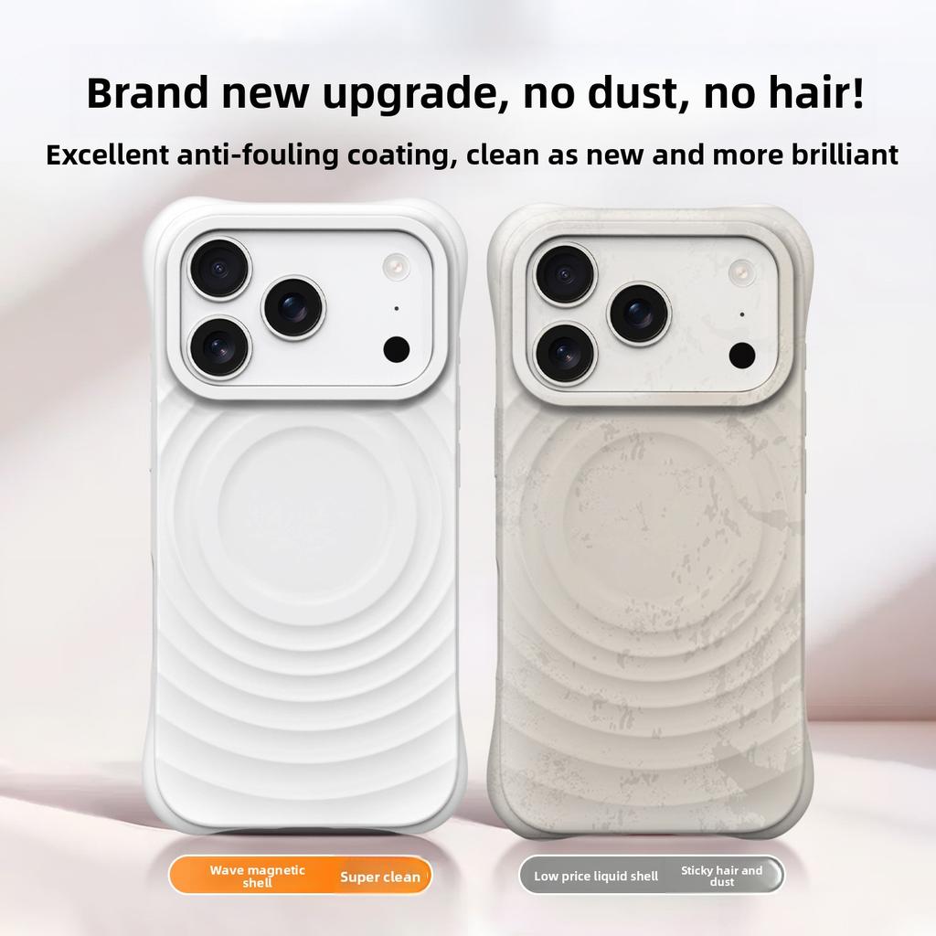 Capa Líquida de Silicone Magnética, Ondulada, para iPhone 17, Cobertura Total com Toque de Pele, Capa Protetora para Apple 16 Pro Max