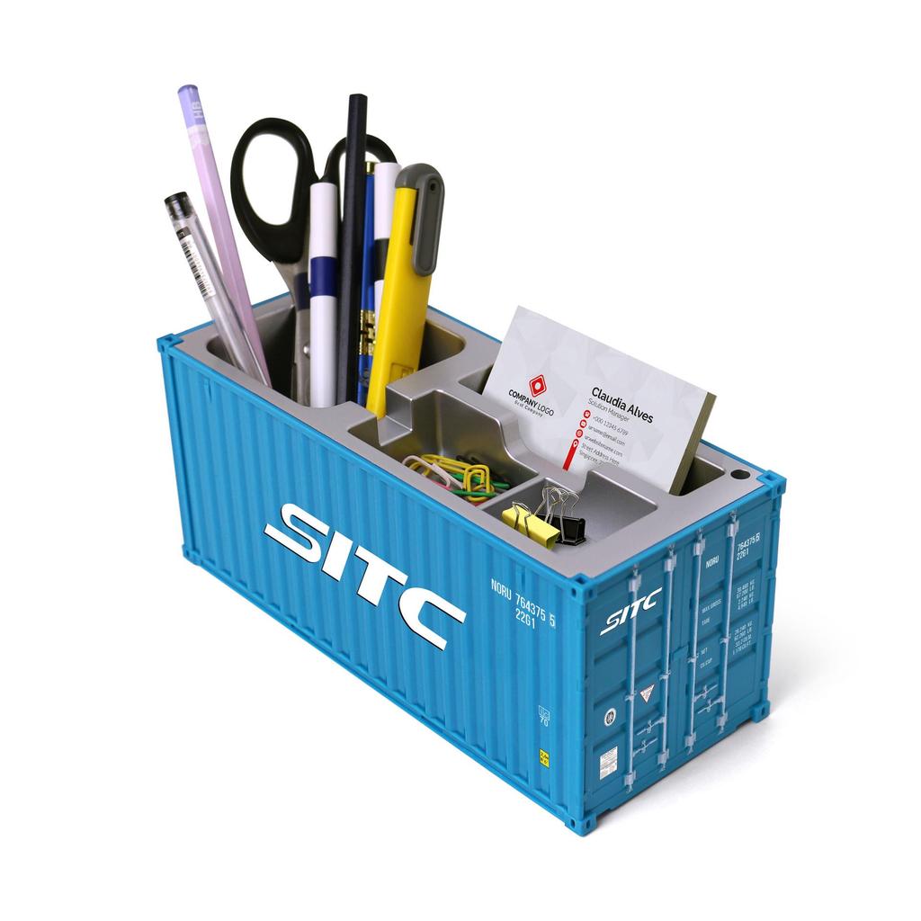 SITC Seefrachtcontainer Stift- & Kartenhalter - Kunststoff-Aufbewahrungsbox mit Option für individuellen Text
