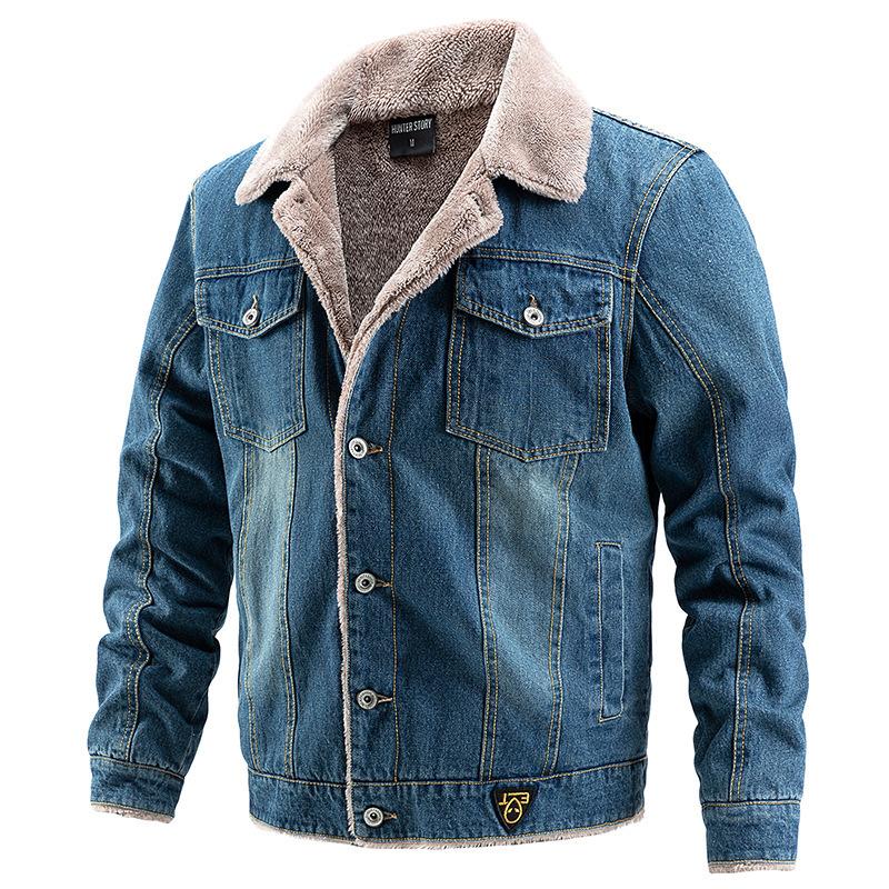 Fleece Denim Jacket Windproof Men's Autumn and Winter New Style Thickened Trendy Fashionable Warm