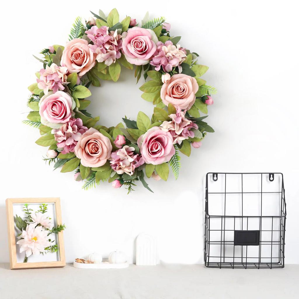 Praktischer handgefertigter Seidenrosenkranz mit Blatt Tragbares Accessoire für Hochzeiten und Heimdekoration Florale Girlanden