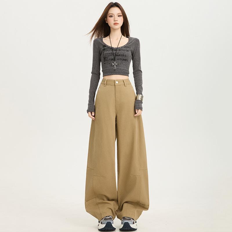 

2025 Autumn Women s High Waist Wide Leg Retro Jeans S