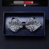 Sharp Flat Bow Tie Male Brotherhood Group 3D Crystal Fashion Wine Red Fashion Bow Tie