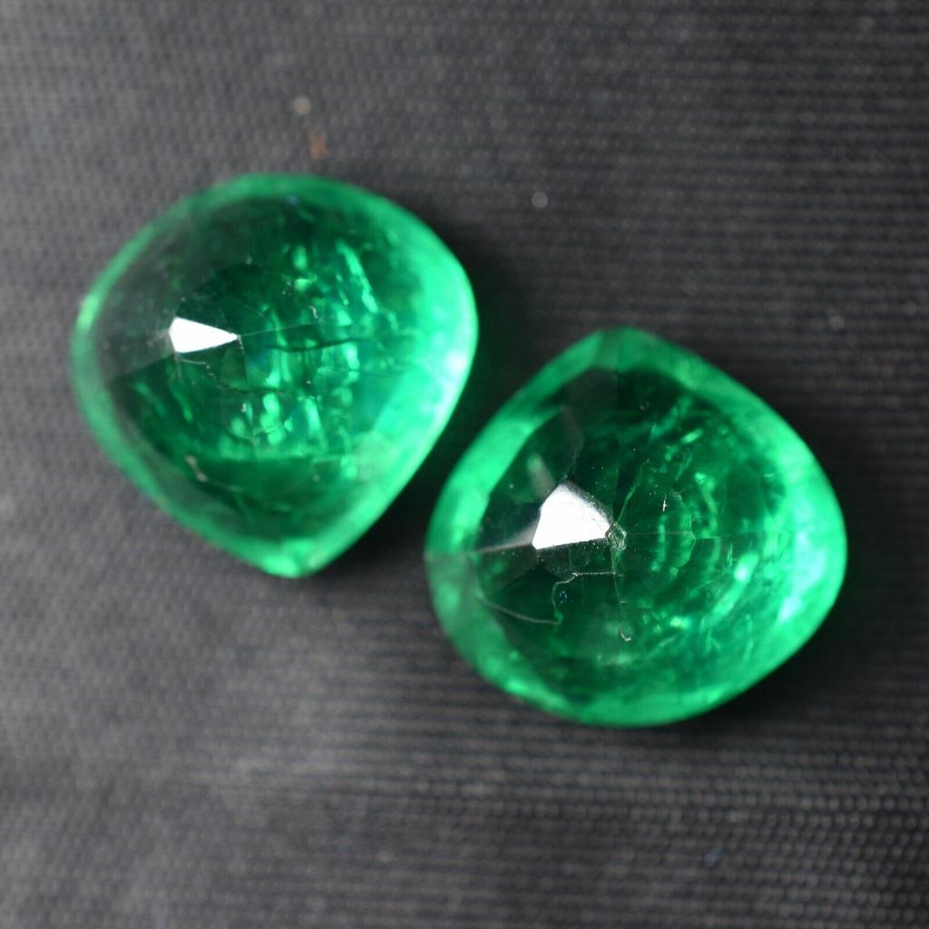 Natural Green Emerald Loose Gemstone 17.60 ct Muzo Colombia Pear Pair for Jewelry Making and Crafts