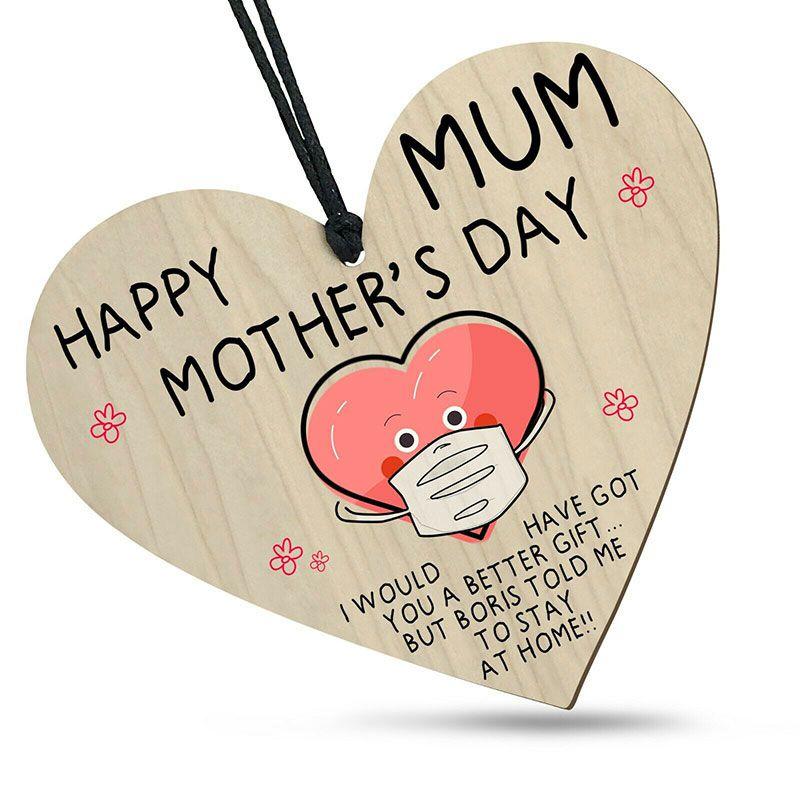 Beautiful Wooden Heart Plaque With Black Rope Mothers Day Gift For Lockdown 2021