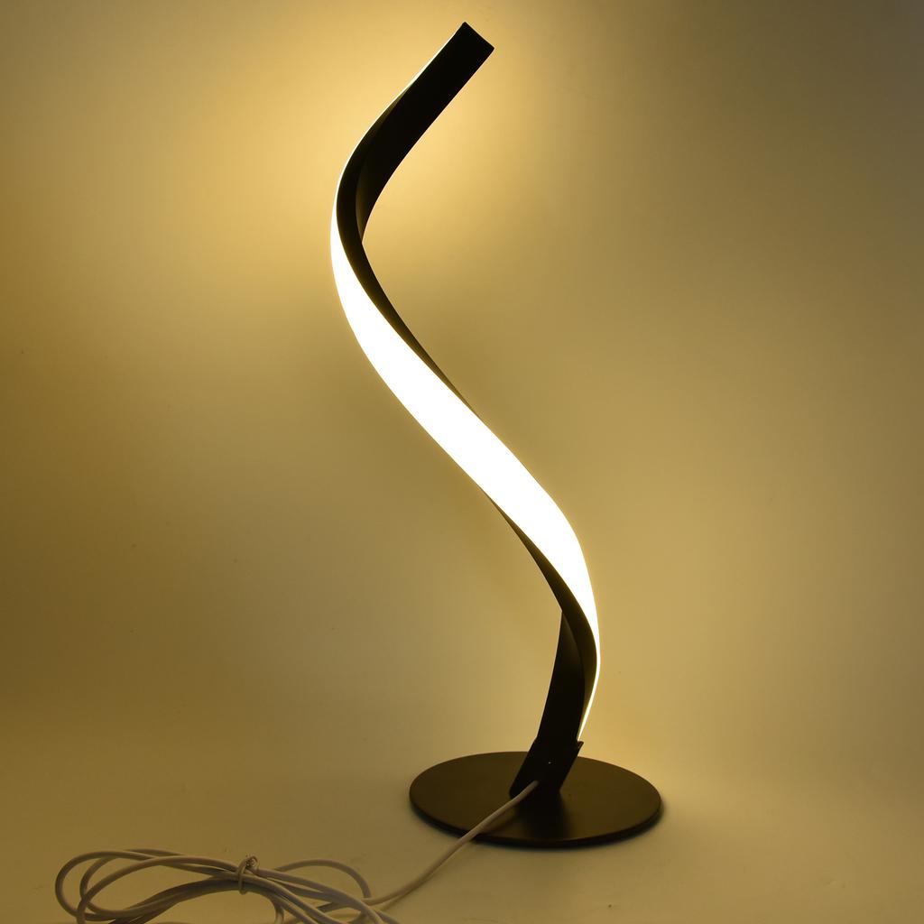 SShaped LED Spiral Table Lamp Rding Light Small Night Light for Bedside (Black )