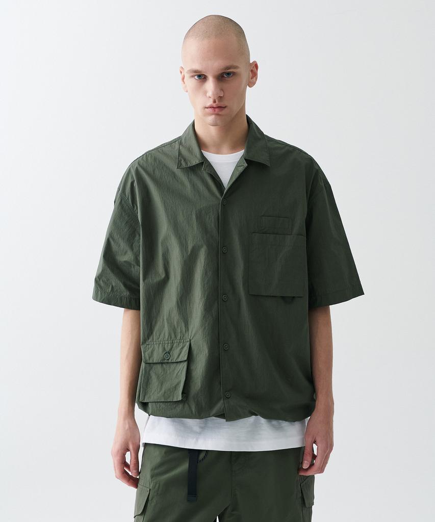 MUSINSA STANDARD [City Leisure] Cn Oversized Glass Pocket Short Sleeve Shirt [Khaki]