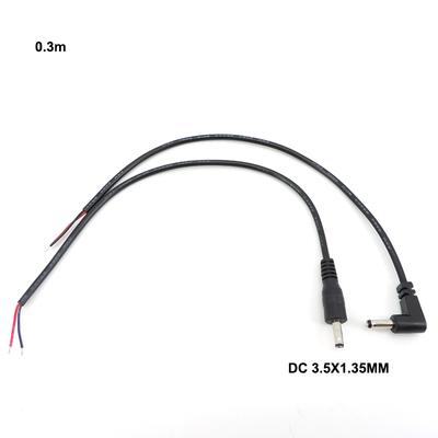 30cm 2 Core Pin DC MALE 3.5mm X 1.35mm STRAIGHT Right Angle Eblow Power Supply Connector Cable Plug Cord Tinned Ends DIY REPAIR