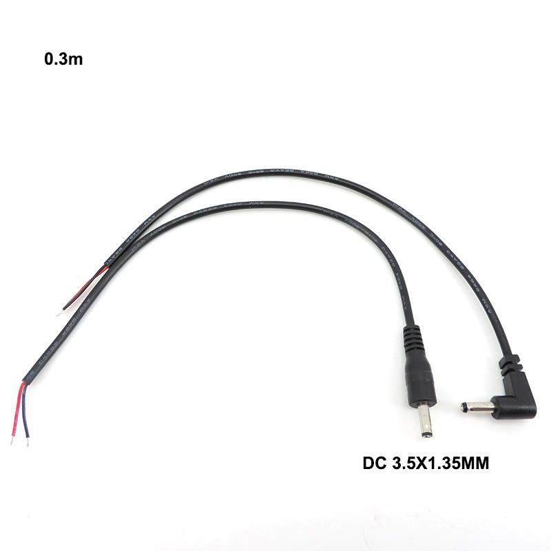 

30cm 2 core pin DC MALE 3.5mm x 1.35mm STRAIGHT right angle eblow power supply connector cable Plug Cord Tinned Ends DIY REPAIR right angle 1pc