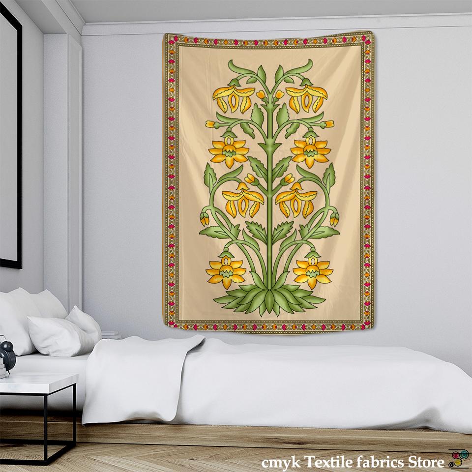 Plant Flower Tapestry Wall Hanging Bohemian Style Simple And Elegant Hippie Mandala Carpet Bedroom Art Home Decor