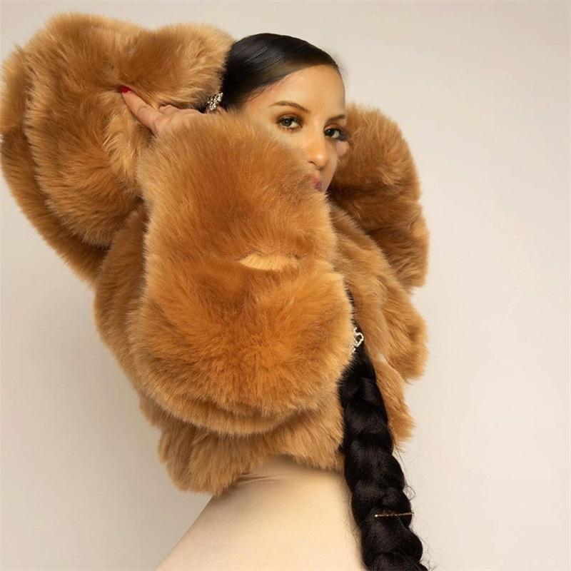 Women's Cropped Hooded Faux Fur Coat, Fluffy Warm Winter Short Jacket, Fashion Furry Outerwear