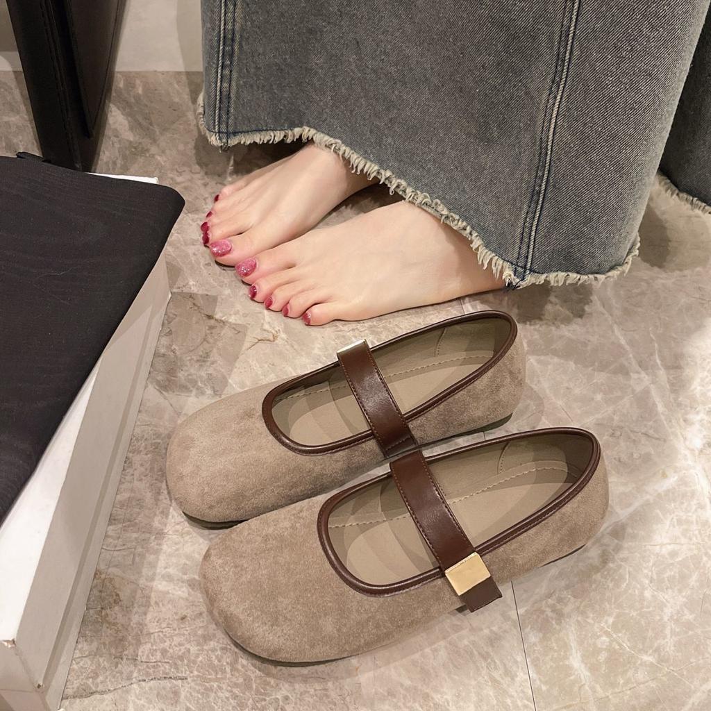 Retro flat-bottomed fashionable versatile Doudou shoes spring and summer new single shoes soft-soled small fragrant single shoes women