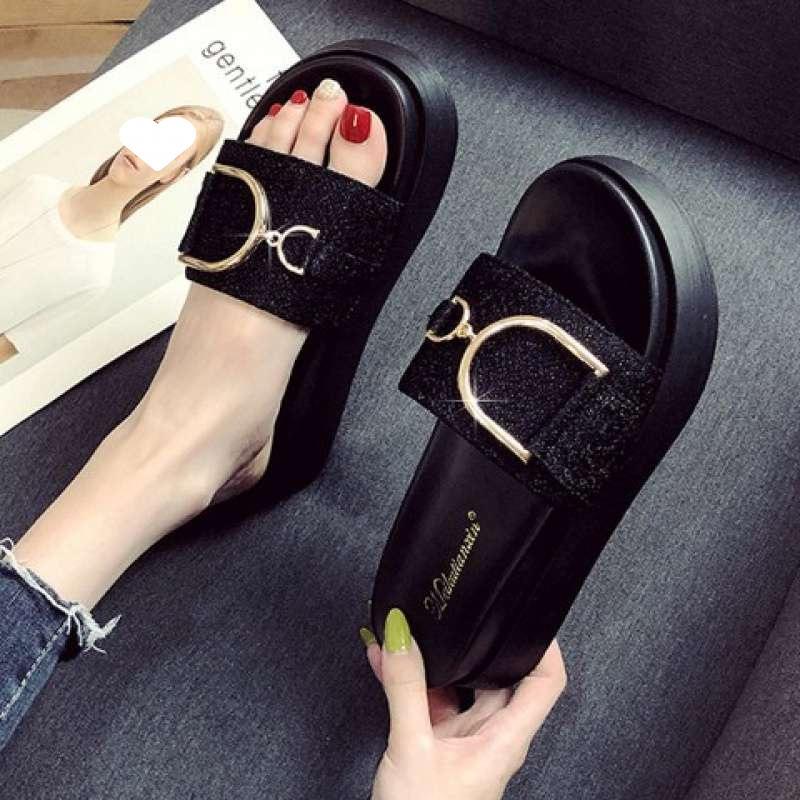 Thick-soled Cool Slippers Women's Outer Wear 2025 New Early Spring Summer Fashion Women's Muffin Beach Shoes Large Size