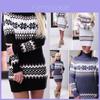 Elegant Christmas Woman Turtleneck Sweater Dress With Festive Snowflake Pattern