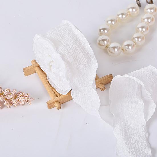 1 Roll 900x4CM Pleated Ribbon Trim DIY Sewing Flower Bridal Bouquets Gift Box Wrapping Ruffle Edge Ribbon Solid Polyester Decorative Ribbon