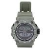 Men Watch LED Night Light 50m Waterproof Large Screen Rubber Strap World Time Zone Digital Display Watch OD Green