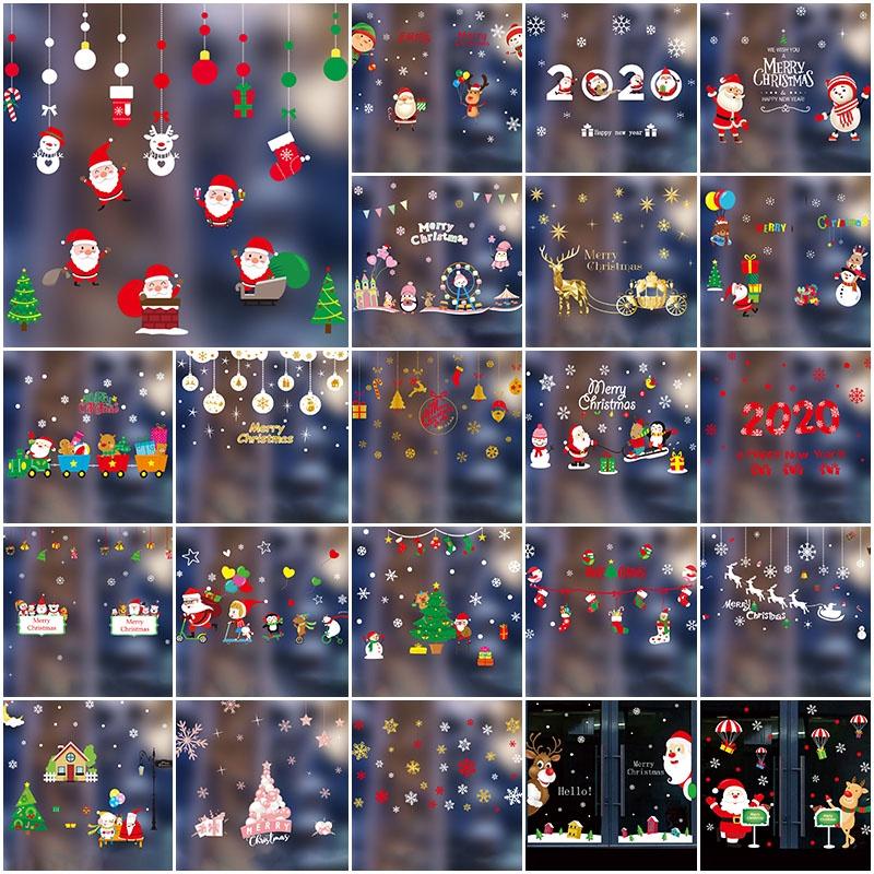 Festive Christmas Waterproof Glass Window Pvc Stickers For Cozy Home Decor