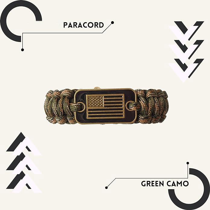 Bransoletka z paracordu regulowana z brązową flagą USA na zewnątrz taktyczna survivalowa opaska na nadgarstek moda dla kobiet mężczyzn weteranów wojskowych