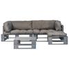 4 Piece Outdoor Lounge Set Pallet Sofa with Grey Cushions Wood