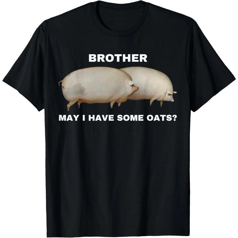 Broer Mag Ik Wat Haver Hebben Klassiek Dank Meme Paar Varkens T-shirt Grappige Zomer Heren Dames Tops T-shirts Streetwear Casual