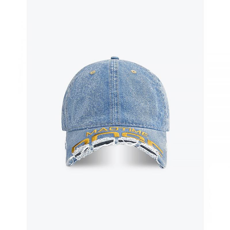

Baseball Distressed Denim Cap For Streetwear And Casual Style Protection Sun Light Blue