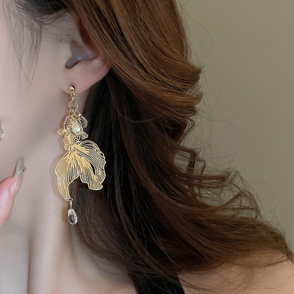 Accessories Goldfish Earrings Ear Jewelry Metal Dangle Earrings Goldfish Eardrop  Women
