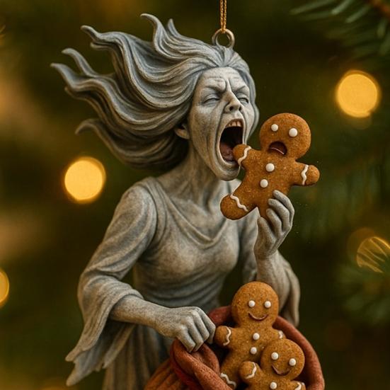 Dark Christmas Ornament 2D Acrylic Headless Santa/Devil Christmas Tree Ornament for Indoor Outdoor Home Party Decor