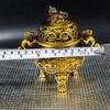 Brass animal head incense burner with lid, two dragons design, for indoor Buddhist shrines and tea ceremonies, sandalwood three-