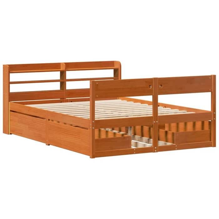 VidaXL Cadre de lit sans matelas cire marron 120x200cm bois pin massif 3307127