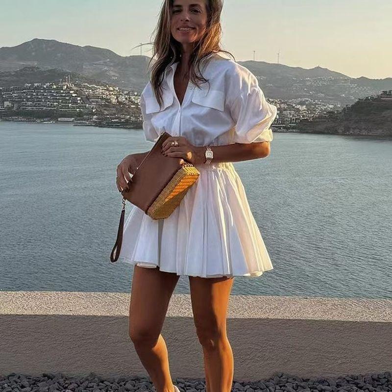 Fashion Style Fashion Elegant Silm Shirt Dress Fashionable Slim Fit Shirt Dress