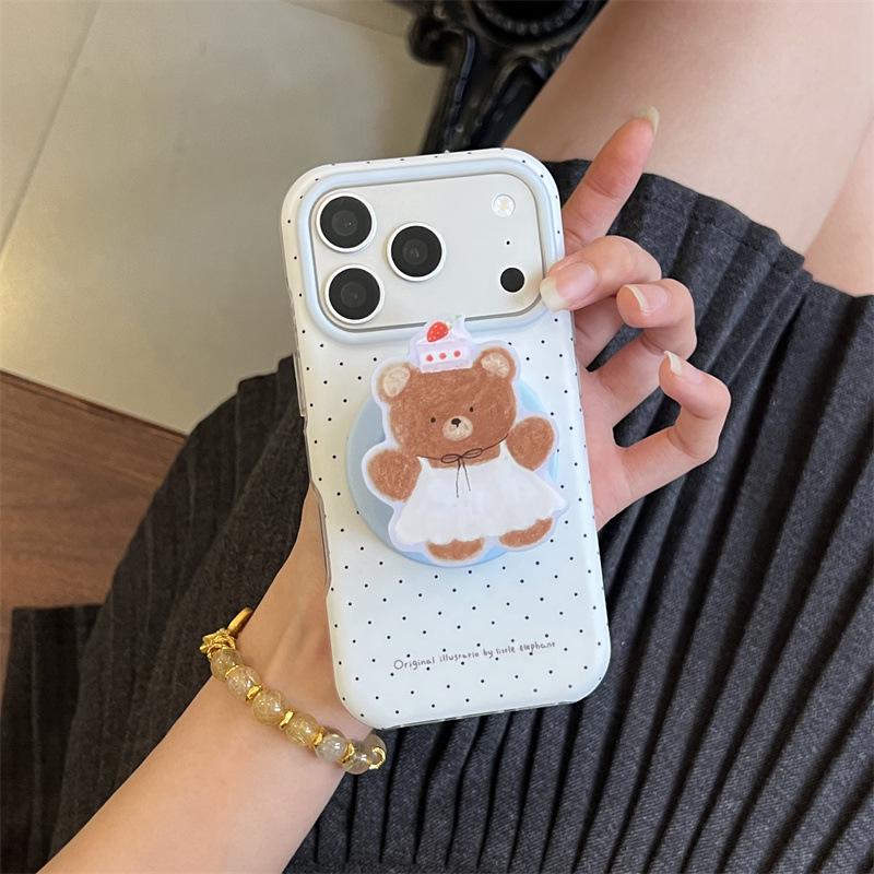 Korean Style Oil Painting Bear Magnetic Phone Case for iPhone 17/16 Pro Max/15/14