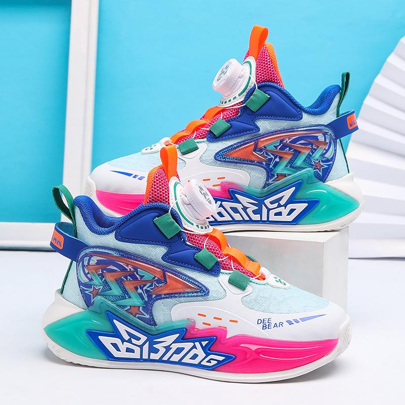 Boys 2025 new spring and autumn breathable mesh children's sports shoes medium and older boys non-slip basketball shoes