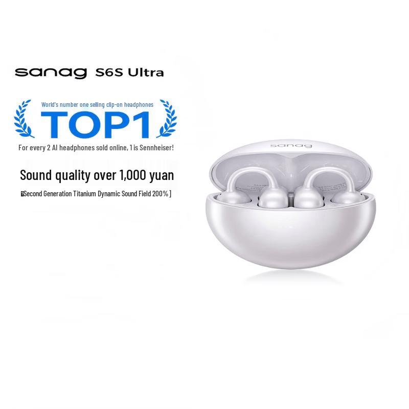 Saina S6S Ultra Open-Ear AI Sport Bluetooth Ear-Clip Headphones