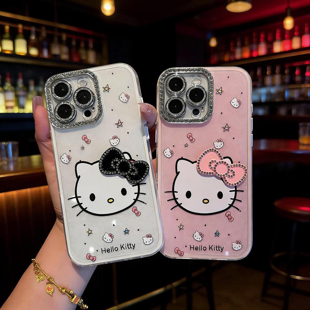 3D Rhinestone Bow Cat Phone Case for iPhone 14/13 - Sparkling Glitter