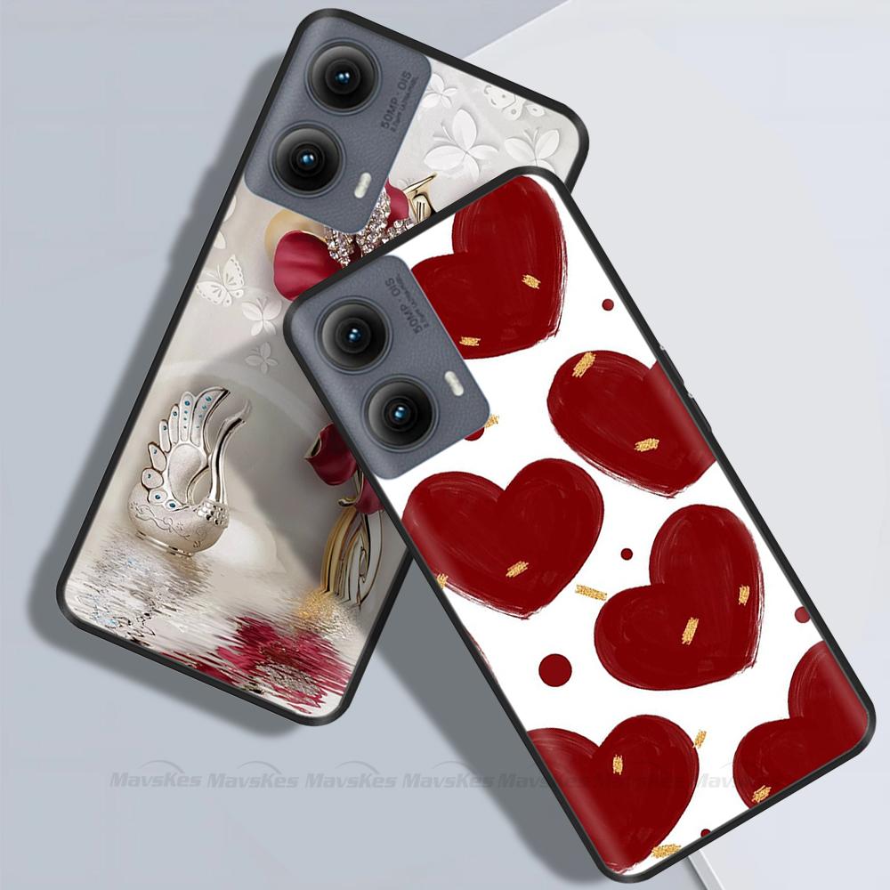 Silicone Casing For Motorola Edge 2024 Case Lovely Cartoon Soft TPU Black Cover For Moto Edge 2024 6.6" Shockproof Fundas Capa