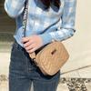 Wave Embroidery Thread Square Bag For Women PU Leather Shoulder Bag Wide Strap Crossbody Bag Simple Satchel Bag Handbag