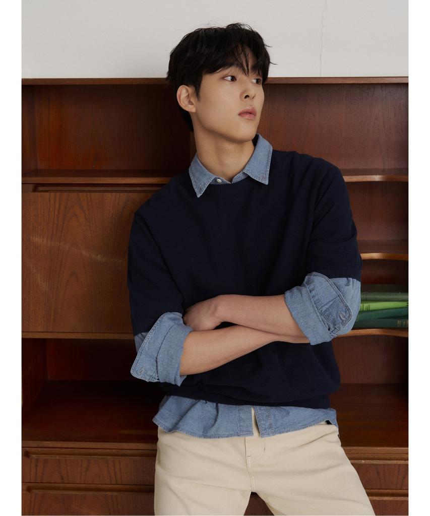 Binpolmen Cotton Round Knit Navy
