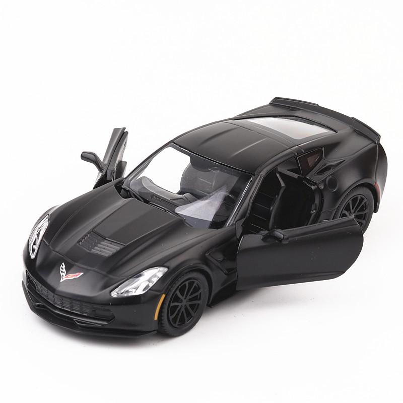 Chevrolet Corvette C7 Grand Sport Simulation Diecast & Toy Vehicle Pull Back Car & Doors Open RMZ City 1:36 Alloy Supercar Model
