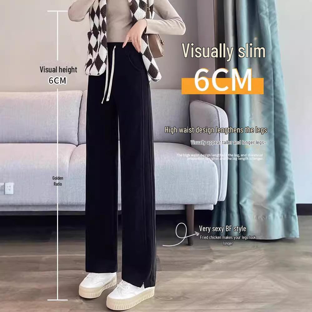 Schlanke Chenille Hose mit hohem Bund im Bananenschnitt - Damen Straight Leg für alle Jahreszeiten