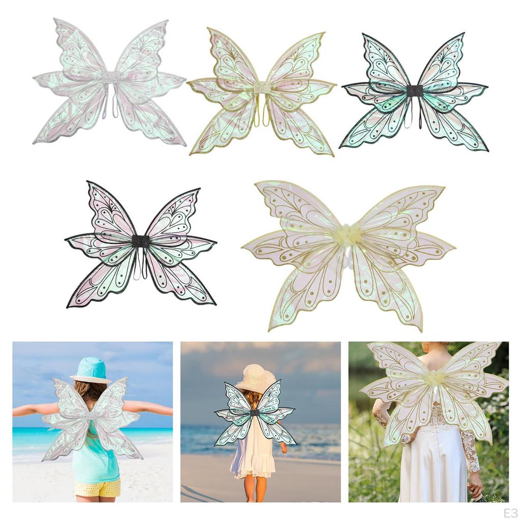 Fairy Wing Costume Dress up Photo Prop Girls Women Angel for Party Carnival 60cmx50cm Argent