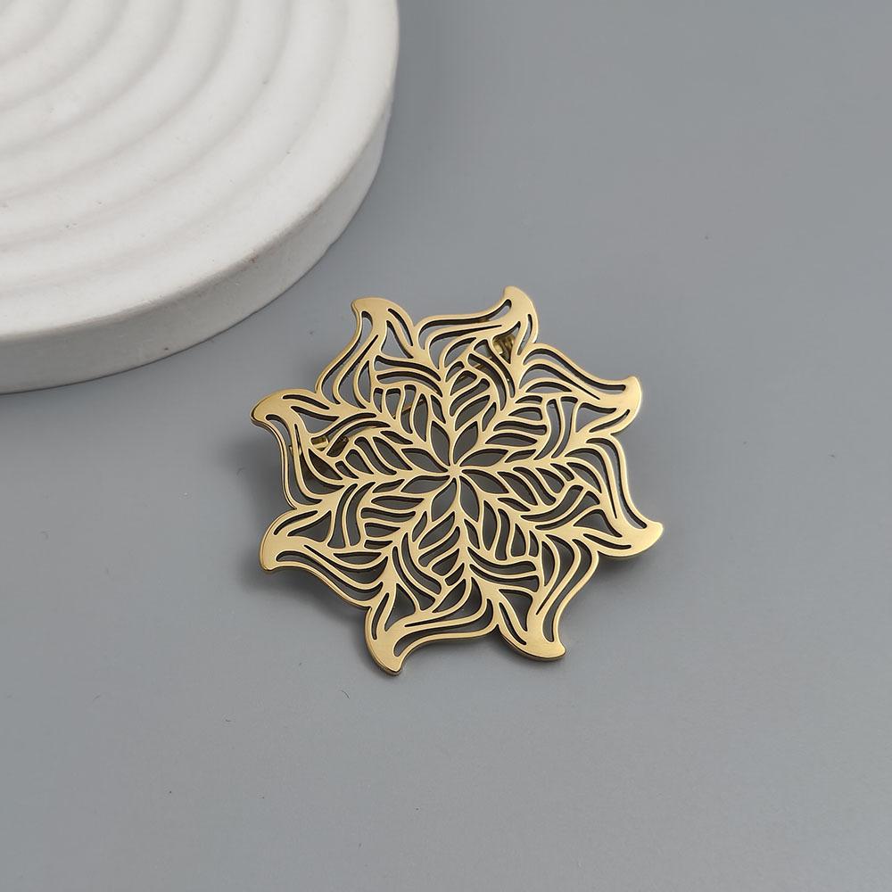 Sunflower Brooch Hollow Shirt Cufflinks, Stainless Steel Accessories