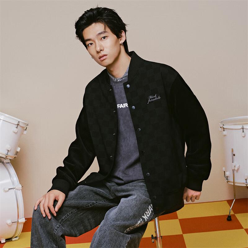 Mark Fairwhale Herren Karierte Bestickte Baseballjacke