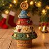 Fabric Christmas Tree Figurine Handmade Multi-Layer Xmas Tree Ornament with Buttons