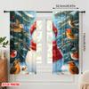 2pcs,2D plane printing Minimalist Curtains Cute Snowman Robin Christmas Winter (2) Polyester Fabric (without rod) Decorations