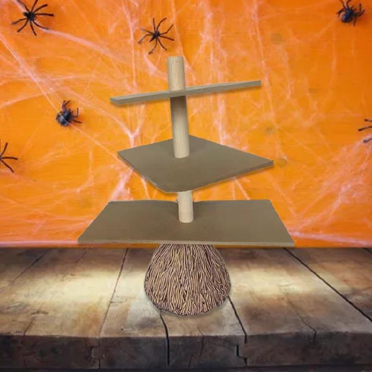 Broom Wood Display Stand, 3 Tiers Cake Stand Holder for Halloween Cake Decoration