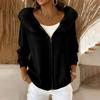 Cardigan con cappuccio e finto colletto da donna per autunno e inverno