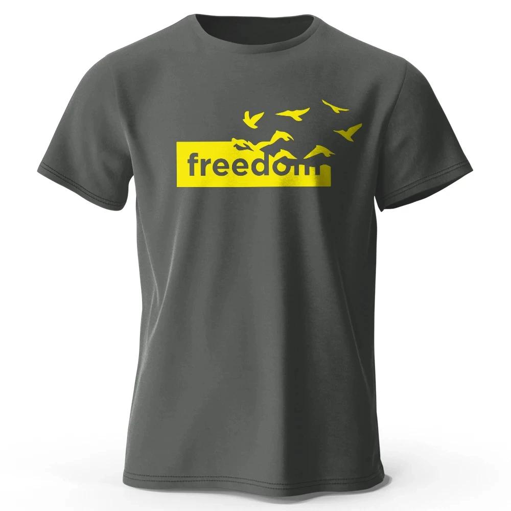 2025 Men's The Freedom Letter Printed T-Shirt 100_ Cotton Oversized Funny Graphic Tees for Men Women Summer Tops