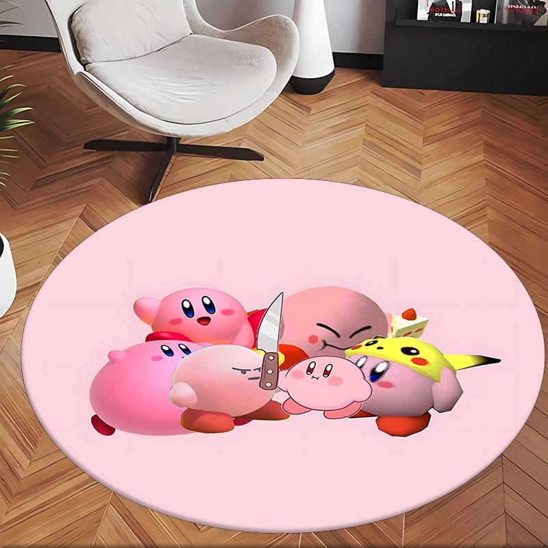 Kirby (1) Runder Büroteppich Dekorativer Bodenteppich für Büro Schlafzimmer Wohnzimmer und Wohnbereich