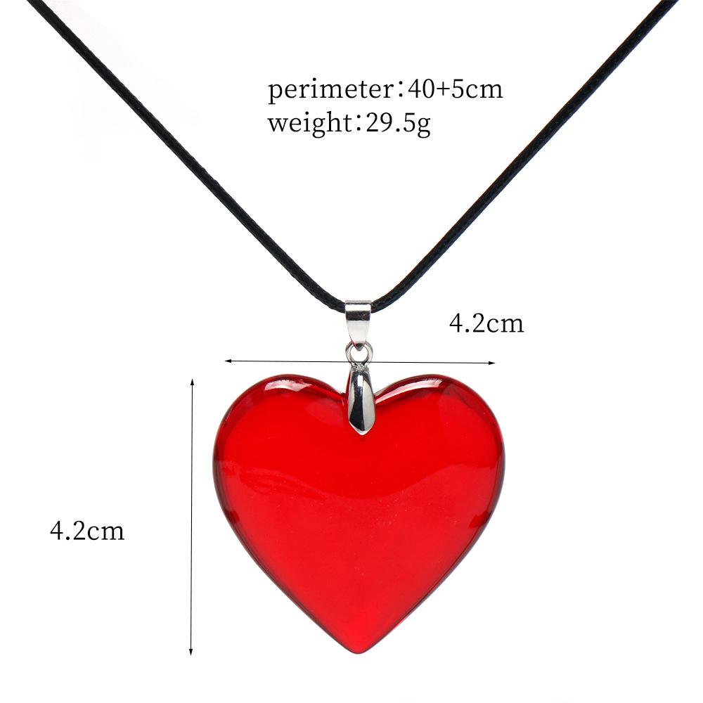 Red Heart Pendant Necklace For Women Girls Glass Crystal Necklace Black Leather Rope Chain Necklaces Y2k Jewelry Friends Gift