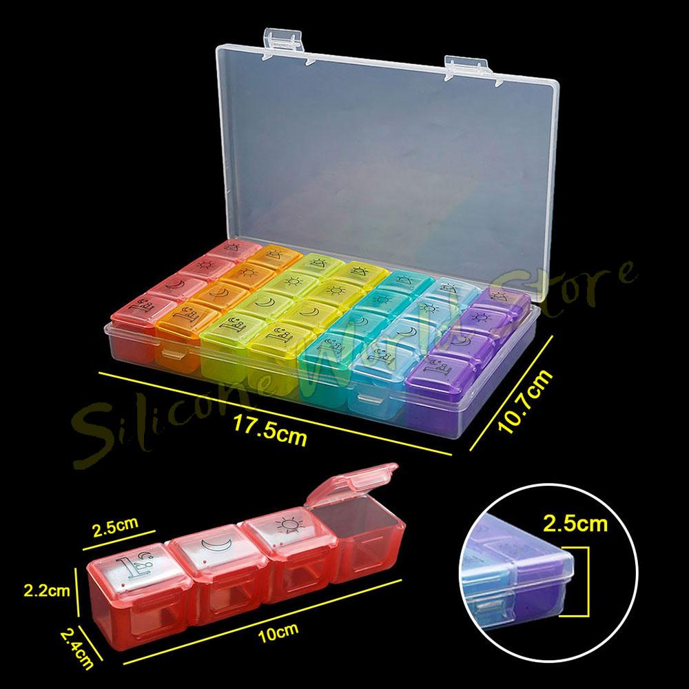 

SW New Portable Travel Pill Box 21/28 Grids Weekly 7 Days Pills Case Vitamin Fish Oils Medicine Storage Organizer Container Box