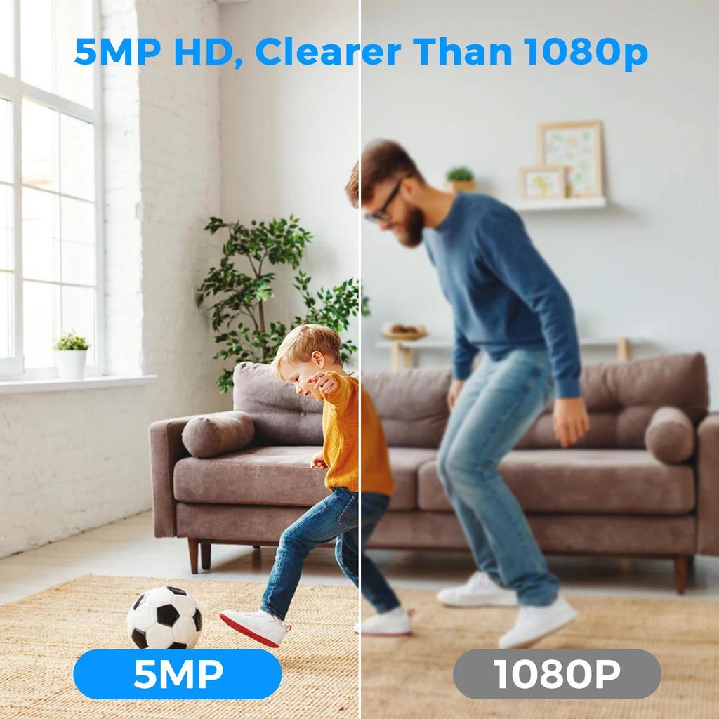 OKAM PRO APP Home Camera HD 5MP Mini 5G WiFi Indoor Camera with Human Detection 5X ZOOM Baby Monitor 24/7 Video Record CCTV